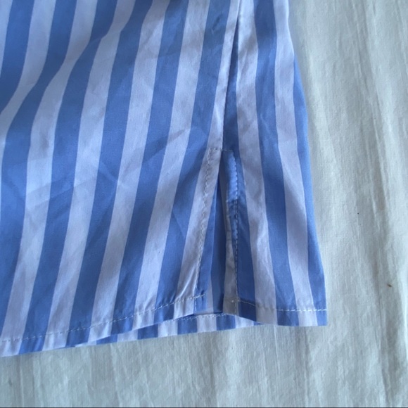 Sanctuary Icy Blue Stripe Ruffle Crossover Pirate Shirt Top Blouse - Picture 12 of 12